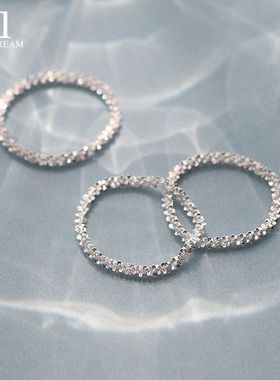 电镀银色波光粼粼满天星戒指女轻奢高级感尾戒情人节礼物礼盒装