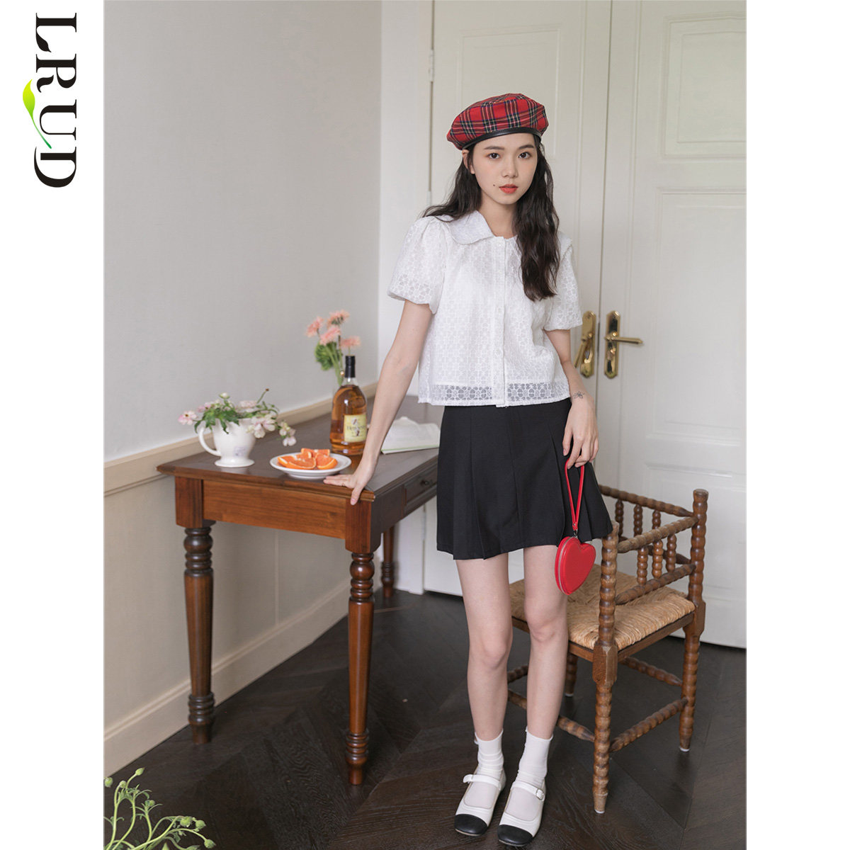 lrud娃娃领短袖夏季女装2022衬衫 lrud衬衫