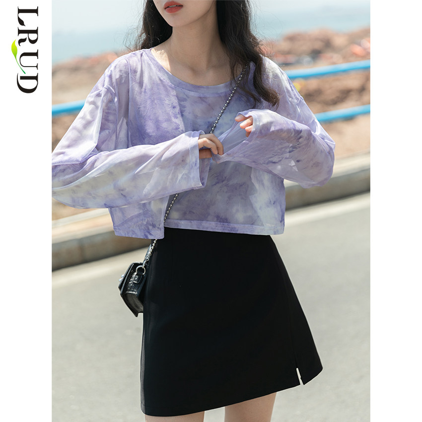 lrud长袖夏季宽松显瘦镂空防晒衫 lrud蕾丝衫/雪纺衫