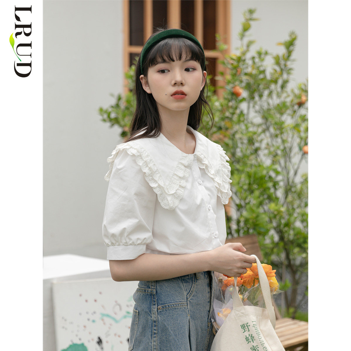 lrud娃娃领短袖夏季韩版女装衬衫 lrud衬衫