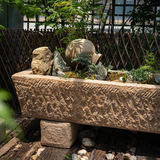 Juhan old stone trough running water ornaments stone grinding fish tank courtyard