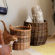 Wabi-sabi style hand-woven rattan dirty laundry basket for home use
