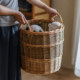 Wabi-sabi style hand-woven rattan dirty laundry basket for home use