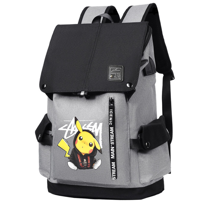 皮卡丘男潮流韩版初中大学生双肩包 航亚箱包双肩背包