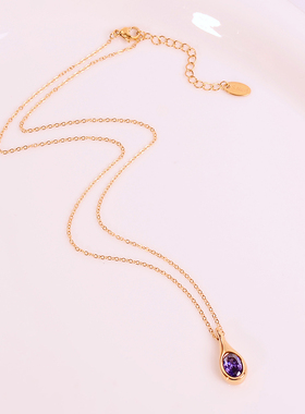 钛钢项链 紫色水滴项链女百搭小众锁骨链简约高级感不褪色饰品
