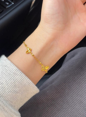 钛钢手链 百搭镭射蝴蝶手链女轻奢时尚气质批花手饰不褪色