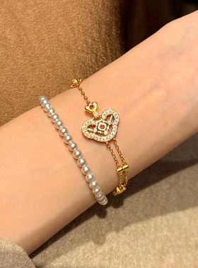 铜合金手链 新中式祥云如意锁包手链女气质高级感精致百搭手饰