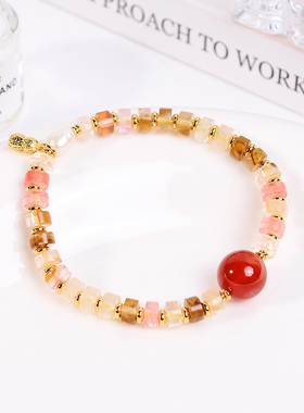 铜合金手链 新中式红色珠珠手链女高级感小众设计手串配饰礼物