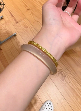 铜合金手镯 碎碎冰手镯女爆闪素圈实心手环时尚镯子高级感手饰