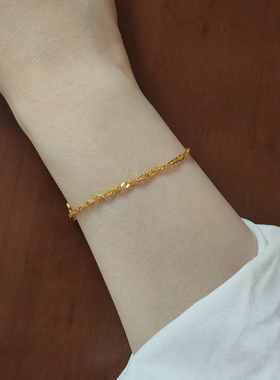 钛钢手链 高级感水波纹手链女波浪素链简约手饰轻奢不掉色配饰品