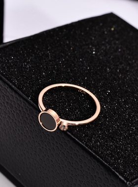 欧美风镀18k玫瑰金钛钢食指环