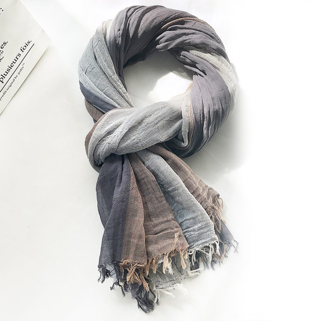 Autumn and winter Japanese casual color block scarf for men