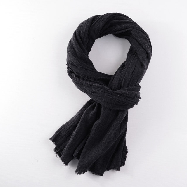 Autumn and winter men's black scarf casual solid color literary retro personality versatile fashion Japanese Korean style women's scarf