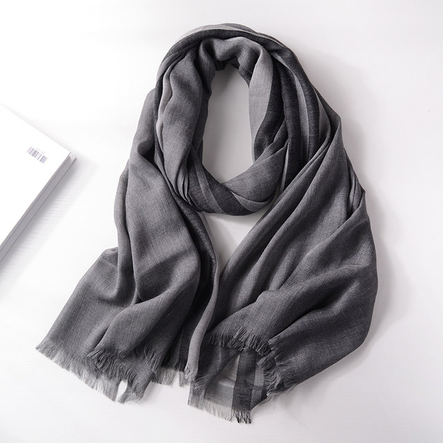 Autumn and winter striped Japanese men's black scarf