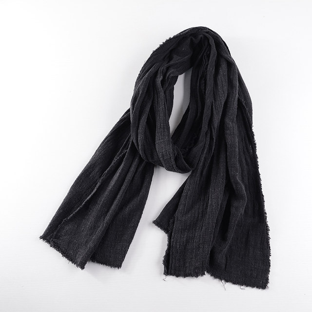 Autumn and winter men's black scarf casual solid color literary retro personality versatile fashion Japanese Korean style women's scarf