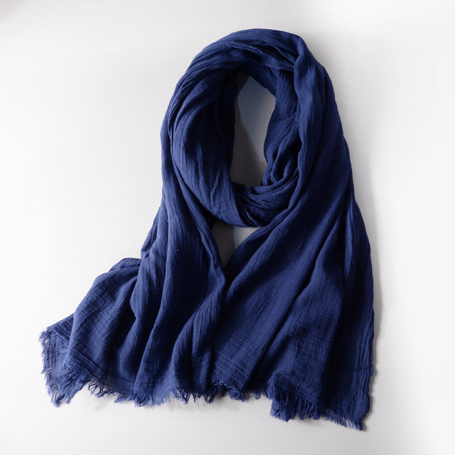 Japanese solid color thin scarf dark blue navy gray