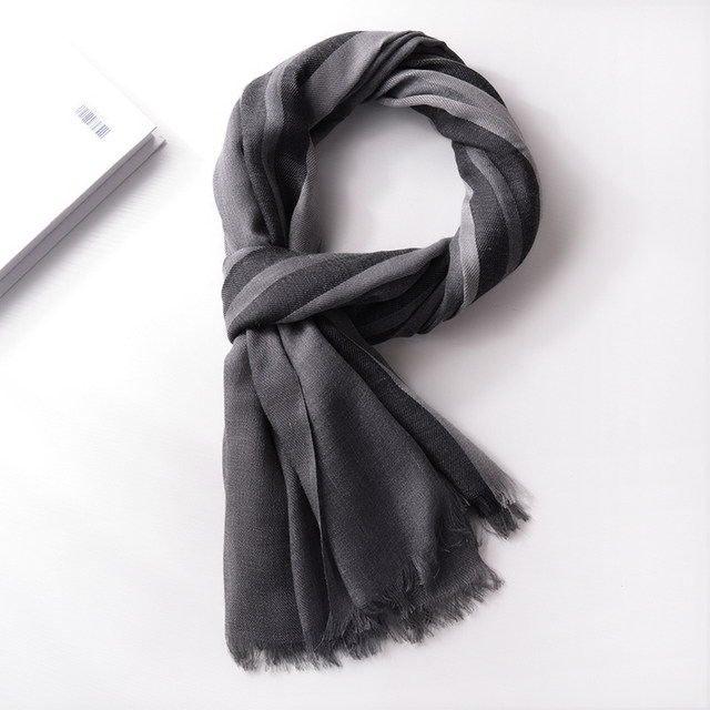 Autumn and winter striped Japanese men's black scarf