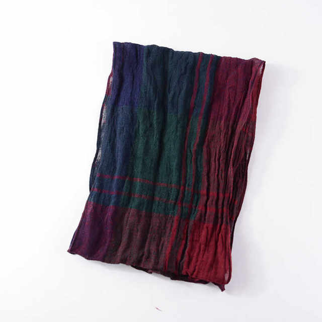 Small size forest style retro literary cotton and linen scarf