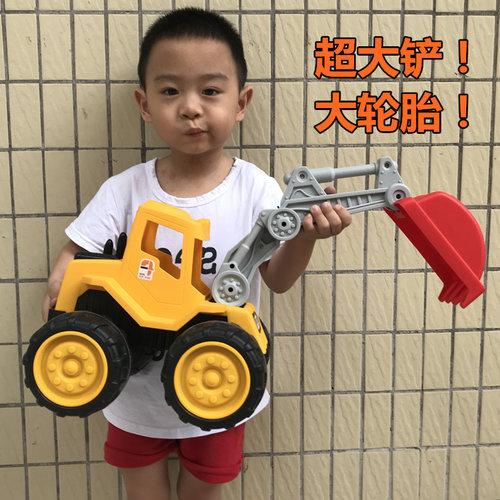 耐摔儿童沙滩玩具车大号工程车推土机挖掘机铲车翻斗卡车模型男孩 - 图1
