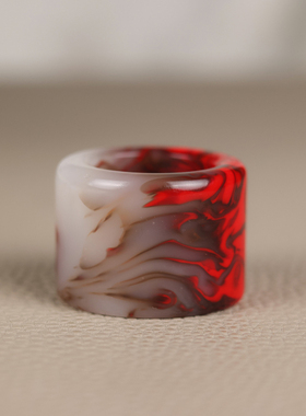 新疆和田玉鸡血玉扳指男士款霸气天然玉石大拇指金丝玉石指环戒指