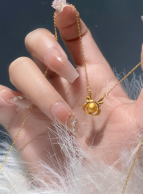 新款24K黄金生肖龙年转运项链小龙珠吊坠本命年999金色套链气质女