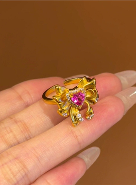 水冰月可爱蝴蝶结开口戒指