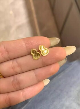 2025年新款黄金色超闪碎冰冰葫芦耳钉女时尚高级感福禄耳环耳饰