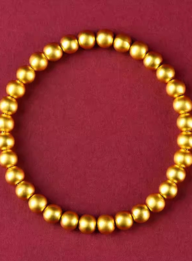 18K金转运珠手链女小金珠手串