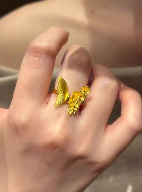 2025新款仿真黄金蝴蝶开口戒指