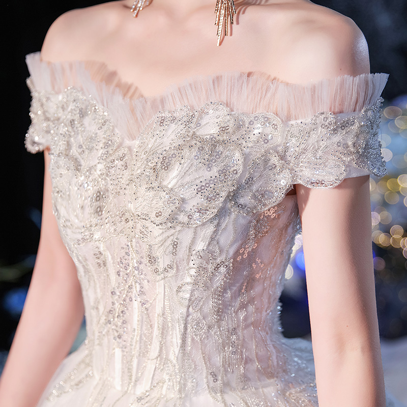 爱白汇旗舰店主婚纱礼服新款新娘韩式森系超仙拖尾奢华星空梦幻简约显瘦轻3