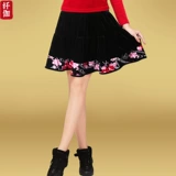 纤伽 Демисезонная бархатная танцующая юбка, для среднего возраста