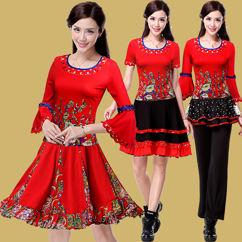 纤伽广场舞服装新款套装2018春夏季短袖中老