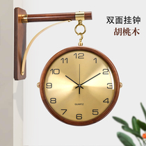 New minimalist hanging clock Eurostyle modern light extravagant bifacial timepieces Home creative currents personality Fashion solid wood clock