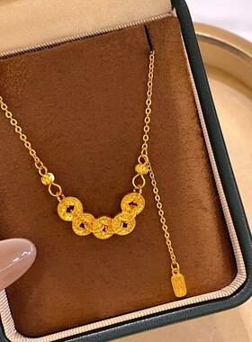 一眼心动古法真金色钱多多项链