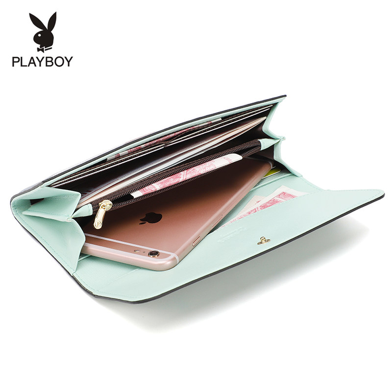 花花公子长款女士简约真皮百搭钱包 playboy烁涵钱包