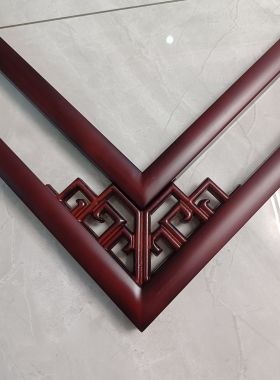 实木框古典中式镂空双框四扇屏梅兰竹菊瓷板画照片中医框党建文化