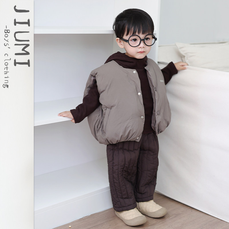 男童冬季韩版夹棉马甲套装儿童百搭保暖背心男宝宝洋气坎肩潮童装,淘宝优惠券,粉丝福利购,淘宝优惠卷