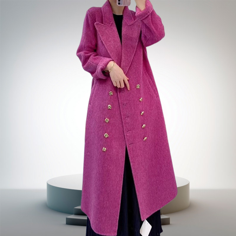 Silk rabbit velvet long slim woolen coat factory direct sale