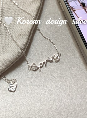 韩国东大门饰品批发 S925纯银英文字体锁骨项链 ins风女叠戴简约