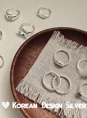 S925纯银爱心椭圆花朵小狗素圈戒指ins风小众时尚轻奢设计款戒指