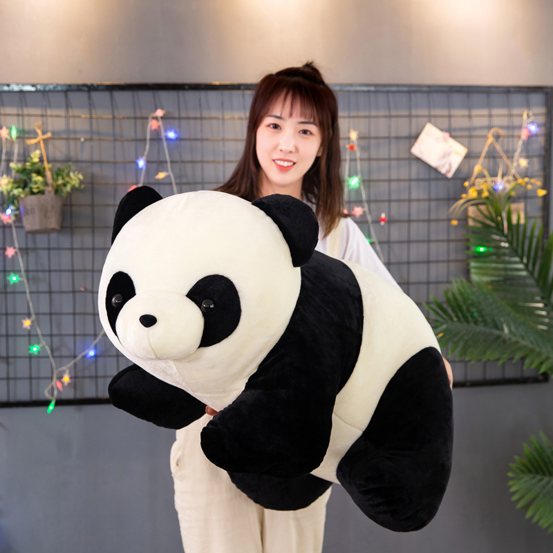 熊猫毛绒玩具玩偶动物园抱抱熊可爱趴款仿真小熊猫娃娃公仔娃娃机 - 图3