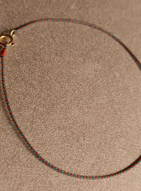 超细极细蜡线手绳手工编织纯18k金打标au750弹簧扣红绳可调节