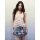 1P STUDIO chiffon polka-dot chiffon ຄໍ V-fungus suspender ເທິງ cat and dog print hip-hugging skirt suit two-piece