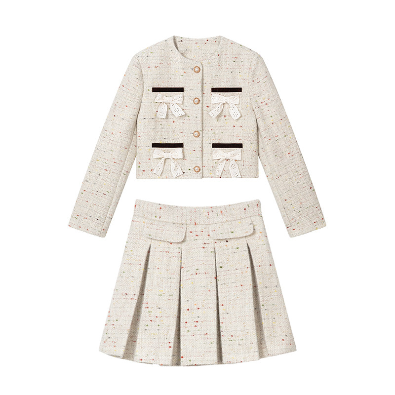 1P STUDIO原创设计 羊毛粗花呢小香风套装女秋冬外套半裙两件套裙,淘宝优惠券,粉丝福利购,淘宝优惠卷