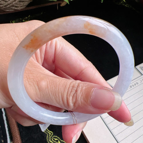 圆条52圈口缅甸天然A货老坑种玉镯平洲翡翠手镯精选编号046D0405E - 图3