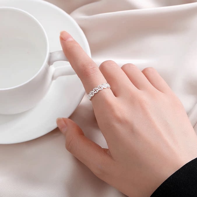 Pure silver 999 copper coin ring for attracting wealth