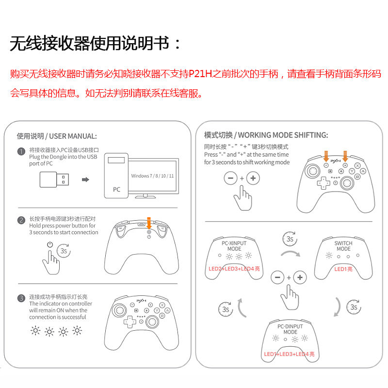 莱仕达PXN-N2 9607X无线适配器电脑接收器Steam/YUZU/CEMU模拟器-图0