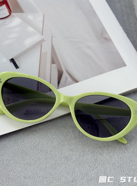 韩版复古红色大框猫眼太阳镜女海边度假防紫外线墨镜潮方圆脸显瘦