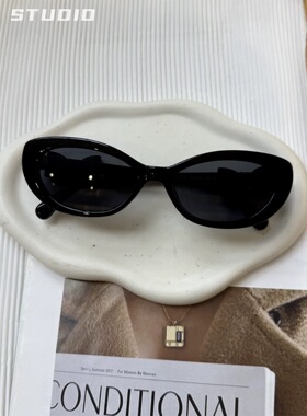 新款高级感椭圆猫眼太阳镜女个性时髦凹造型蝴蝶结防紫外线墨镜潮