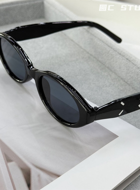 韩版复古简约椭圆框墨镜可配近视